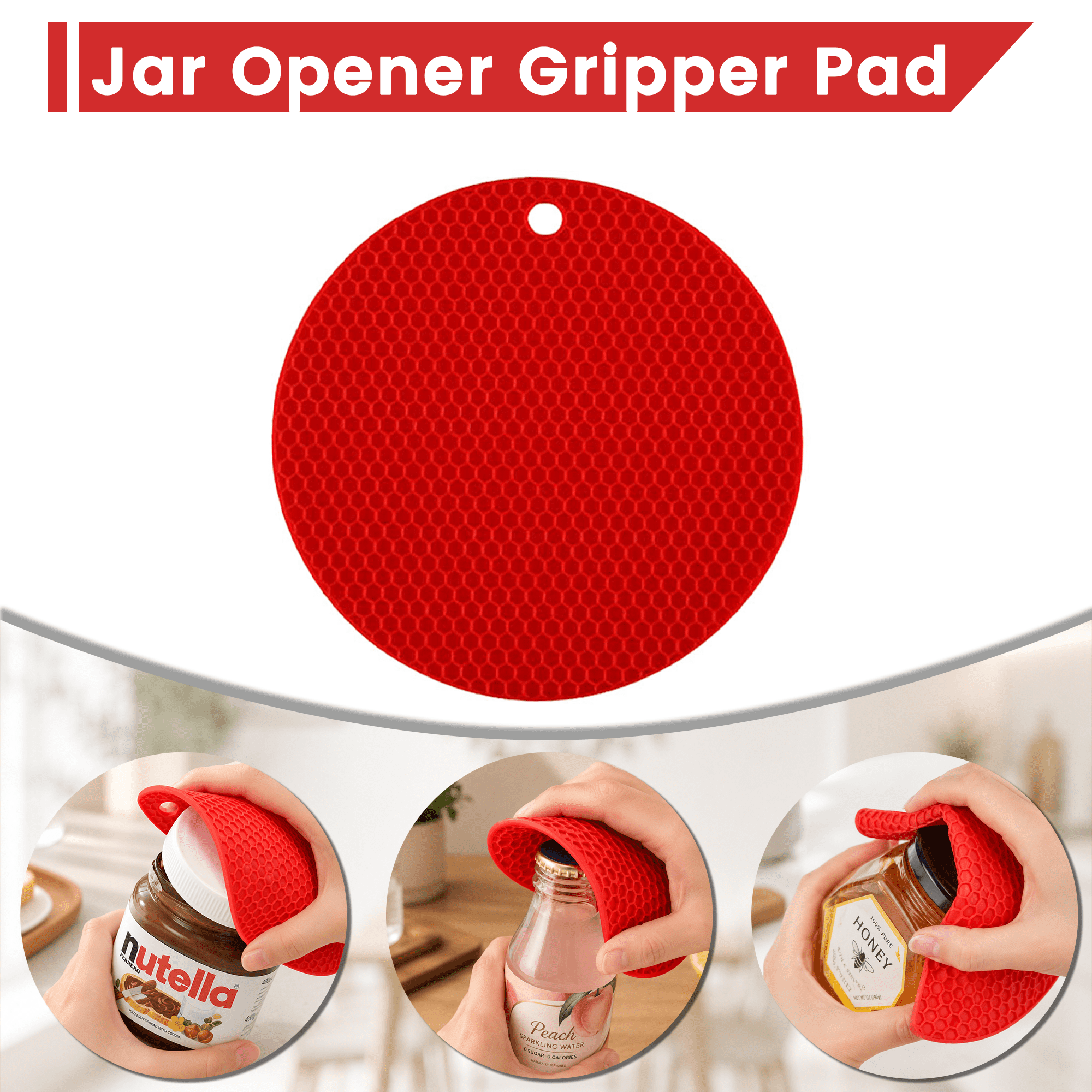 4 Pack Jar Opener Set, 5 in 1Multi Function Bottle Opener, Non Slip Bottle Can Opener Gripper Kit, Silicone Jar Gripper Pad & Manual Lid Openers for Seniors Arthritic Hands
