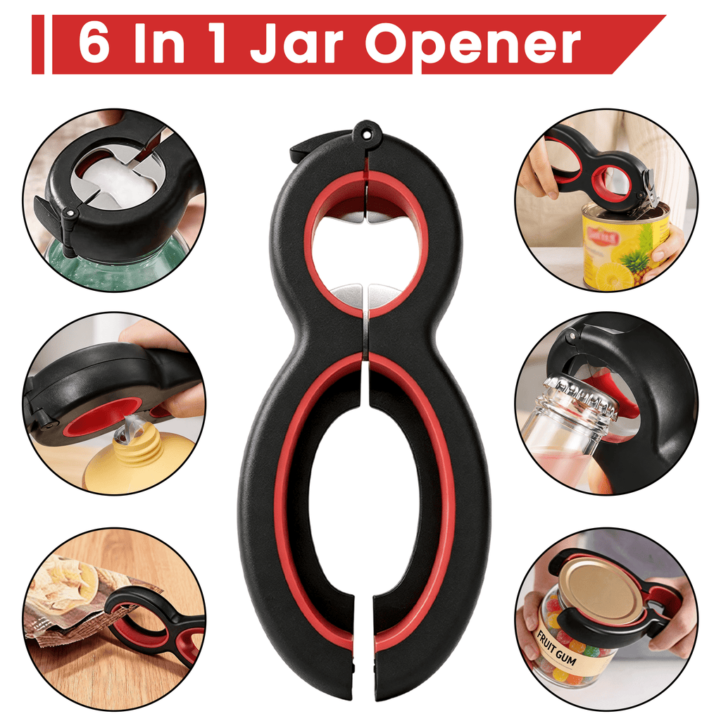 4 Pack Jar Opener Set, 5 in 1Multi Function Bottle Opener, Non Slip Bottle Can Opener Gripper Kit, Silicone Jar Gripper Pad & Manual Lid Openers for Seniors Arthritic Hands