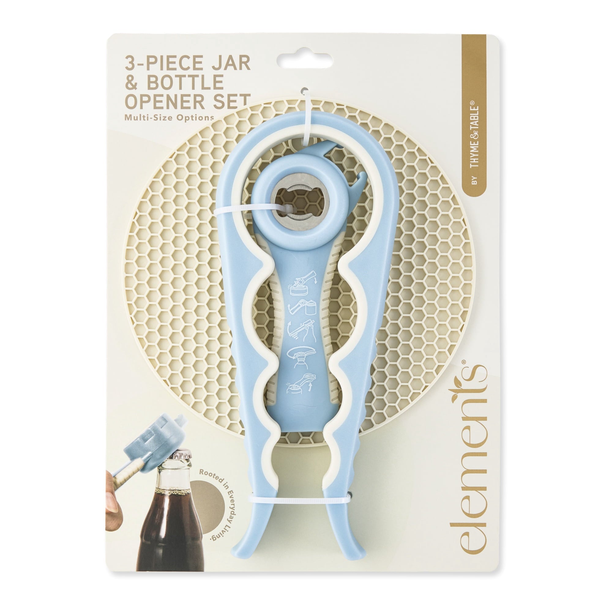 Elements by Thyme & Table 3-Piece Jar & Bottle Opener Set - Blue